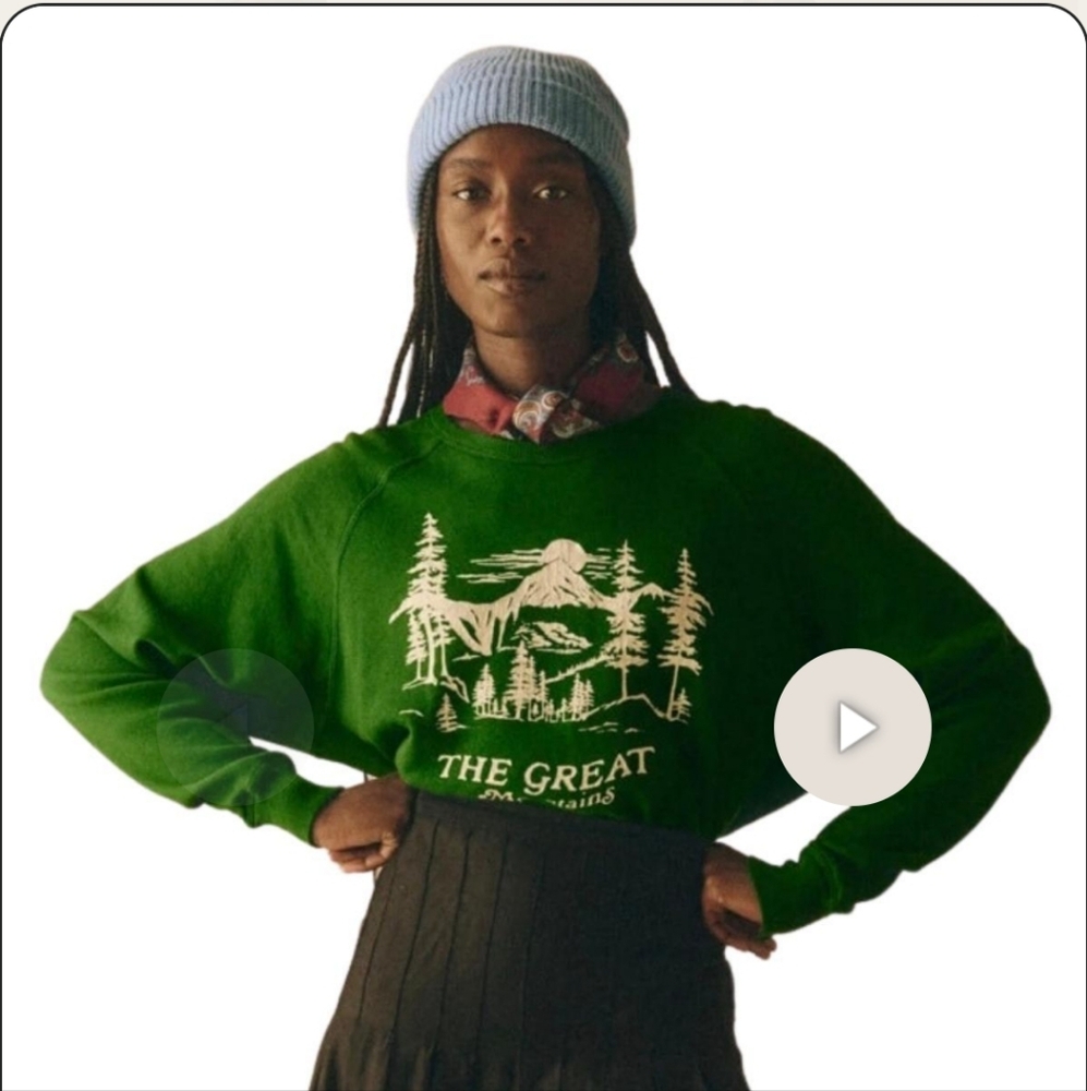 THE GREAT. Green Oversized Boxy Hoodie